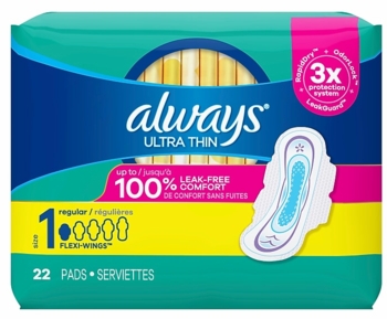 Always Ultra Thin w/Wings Size 1 22ct 6/bx