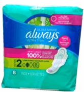 Always Ultra Thin w/Wings Size 2 8ct, 8/bx