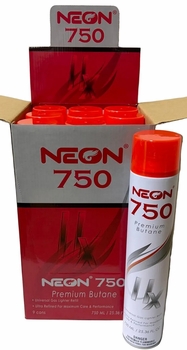 NEON 750 Refined Premium Butane Gas Lighter Refill 25oz 9/bx