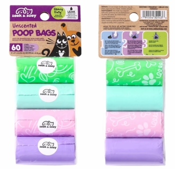 Zeek & Zoey Poop Bags 60ct 12/bx