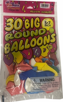 Party Balloons 30/ct 5"/7" 12/bx