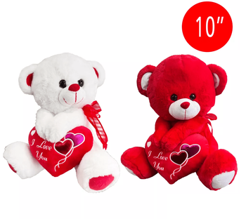 10" TEDDY BEAR WITH BALLOON 6/BX