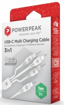 3 in 1 Cable Type C Port 3ft 6/bx