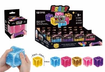 Krazy Squishy Cube Glitter 12/bx