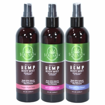 Serenata 8oz Hemp Body Mist Assorted 3 kind 12/Display