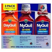 Vicks DayQuil & NyQuil Severe Cold & Flu Relief Liquid, Berry, 12 fl. oz., 3pk