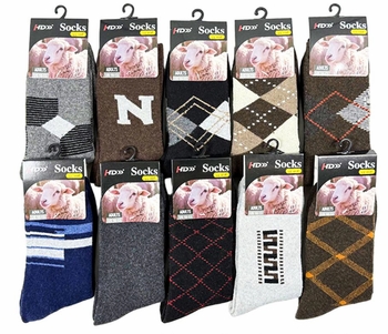 Mens Mixed Solid & Pattern Socks 12/bx 10.50