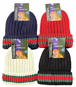 Stripped Knitted Winter Beanie 12/bx