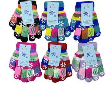 Colorful Snowflake Childrens Gloves 12/bx