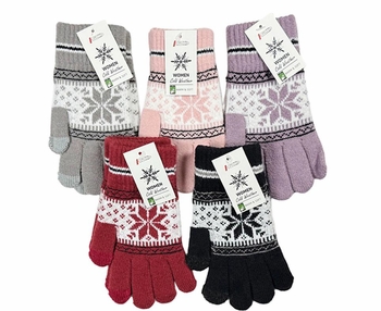 Wool Snowflake Womens Touch Screen Gloves 12/bx