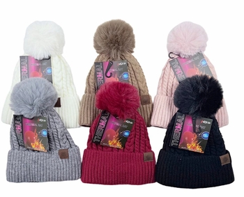 Unisex Braided Beanie W/ Single Pom Pom12/bx