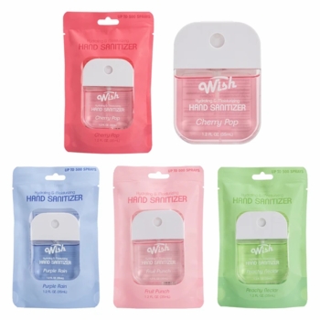 Wish Liquid Hand Sanitizer Spray 1.2oz With Bag Spring Scents 12/Display