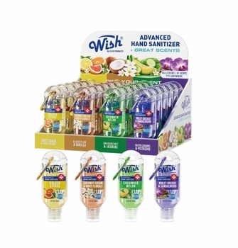 Wish Scented Assorted Hand Sanitizer w/ Colored Carabiner 24/Display