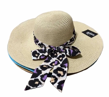 Women Straw Hat w/ribbon 6/bx ( Assorted Colors)