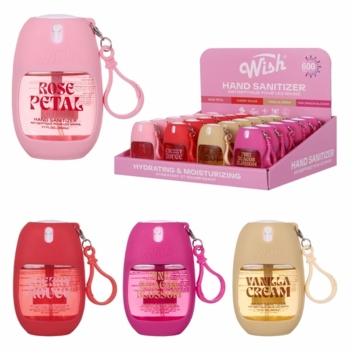 Wish Liquid Hand Sanitizer Spray 1.7oz with Silicone Holder In PDQ 12/display