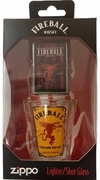 Zippo Lighter & Fireball Whisky Shot Glass Gift Set (Retail 41.95)