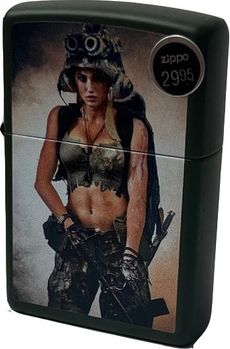 Zippo Girl With Gun Army Camouflage (Retail $29.95)
