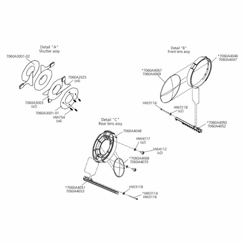 Source Four Zoom Shutter Blade Assembly - Part #7060A2025 - Pack of 4