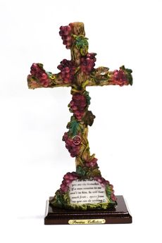 African American Heritage Figurine Cross with GrapeVine and Branch