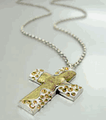 Antique Gold Crystals Cross Necklace