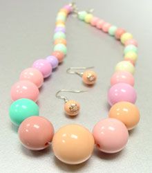 Assorted Multi Pastel Beads Earring & Necklace Set