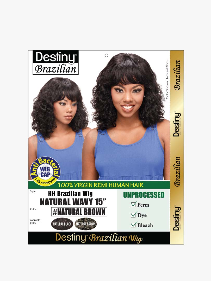 Beauty Elements Unprocessed Destiny HH Brazilian Wig NATURAL WAVY 15