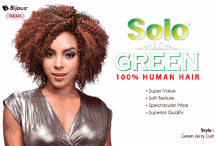Bijoux Beauty Elements Solo Green 100% Human Hair Weave Jerry Curl 16"