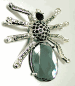 Black Crystals Gem Spider Brooch Pin