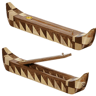 Boat Shaped Joint Wood Incense Holder 11"