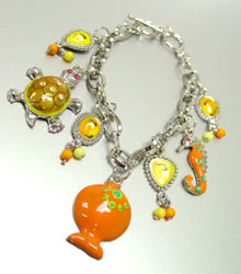 Bracelet 050806028552 Orange Enamel Sea Life Charm Bracelet