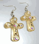 Brown Lucite Crystals Cross Earrings
