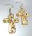 Brown Lucite Crystals Cross Earrings