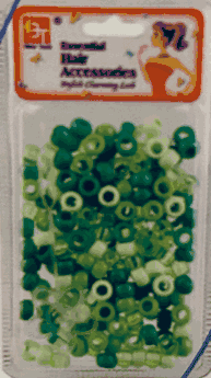 BT Children's Hair Bead SMALL ROUND GREEN ASSORTED