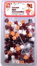 BT Children's Hair Beads SMALL STAR BROWN ASSORTED
