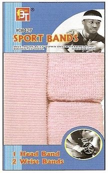 BT SPORTS BAND SET (1 Headband & 2 Wrist Bands) BABY PINK