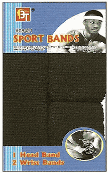 BT SPORTS BAND SET (1 Headband & 2 Wrist Bands) BLACK