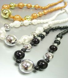 Color Pearls Metal Beads Necklace