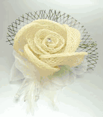 Creme Linen Tulle Feathers Flower Corsage