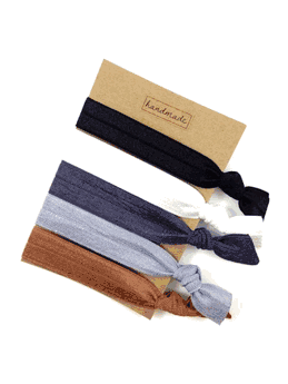 Elastic Hair Tie & Bracelet in One SOLID COLOR DARK MIX 5PC