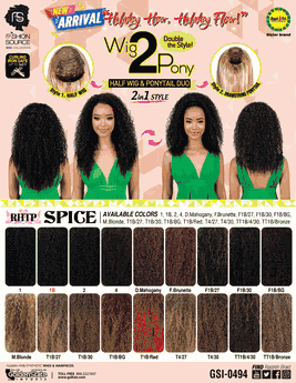 Fashion Source Wig 2 Pony Half Wig & Ponytail Duo RHTP SPICE