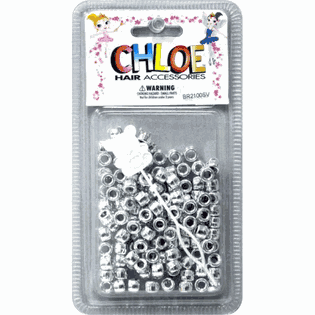Hair Bead SILVER Round 100pc