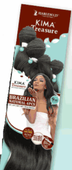 Harlem125 Kima Treasure 100% Human Hair and Premium Fiber Blend Brazilian Natural 4PCS Medium