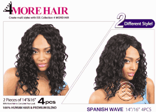 ISIS Enchantress 100% Human Hair & Premium Blend 4 More Spanish Wave Weave 4PCS 14" & 16"