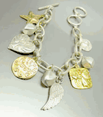 Mat Silver Gold Serenity Charms Bracelet