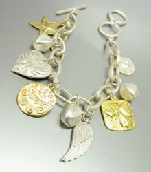 Mat Silver Gold Serenity Charms Bracelet