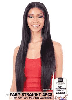 Model Model Gardenia MasterMix (Human Texture) Weave Yaky Straight 4PCS (18"20"22"+ 4x4 Lace Closure)