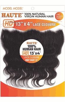 Model Model Haute 100% Natural Virgin Human Hair 13"X4" HD Lace Closure Body Wave 12"