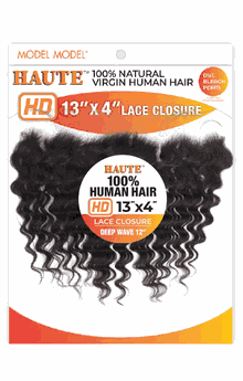 Model Model Haute 100% Natural Virgin Human Hair 13"X4" HD Lace Closure Deep Wave 12"