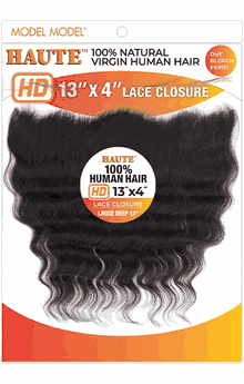 Model Model Haute 100% Natural Virgin Human Hair 13"X4" HD Lace Closure Loose Deep 12"