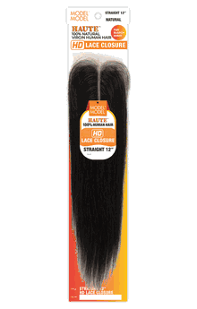 Model Model Haute 100% Natural Virgin Human Hair 2.25"x4.5" HD Lace Closure Straight 12"